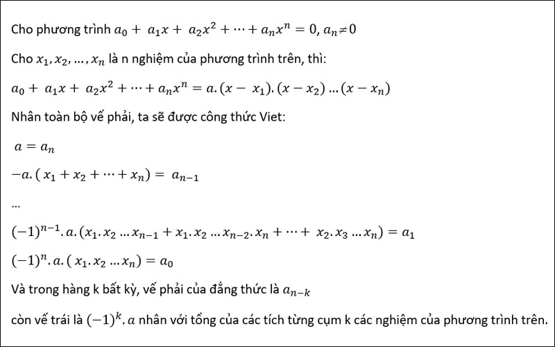 Định lý Viet cho phương trình đa thức bất kỳ